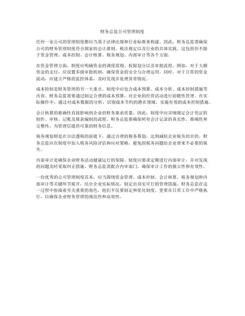 财务总监公司管理制度