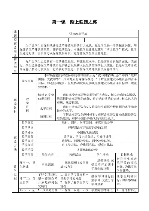 人教2011版道德与法治九年级上册《富强与创新 第一课 踏上强国之路 坚持改革开放》_40