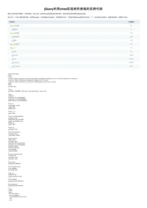 jQuery利用ztree实现树形表格的实例代码