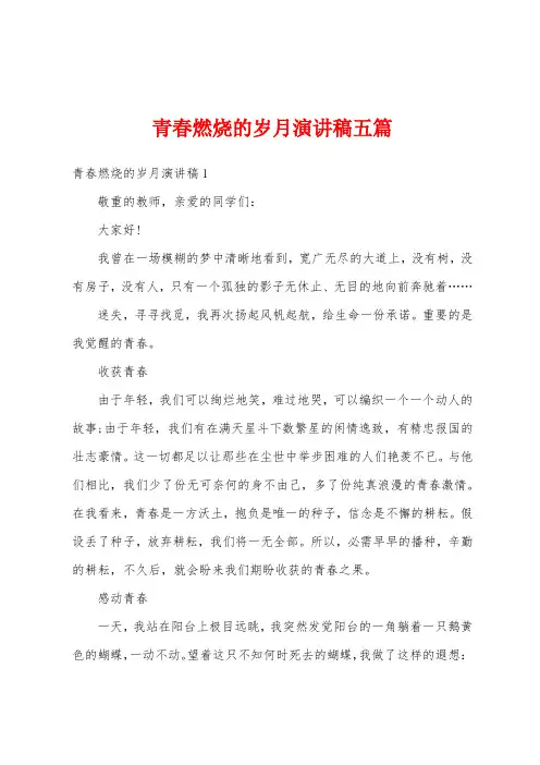 青春燃烧的岁月演讲稿五篇
