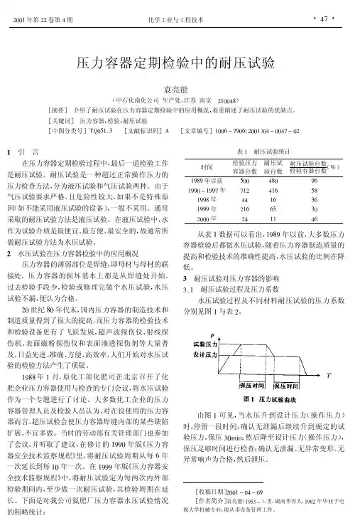 压力容器定期检验中的耐压试验