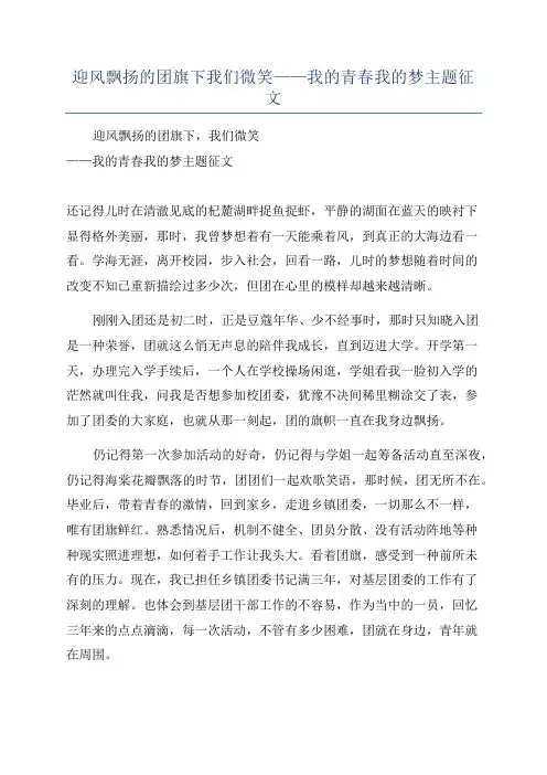 迎风飘扬的团旗下我们微笑——我的青春我的梦主题征文