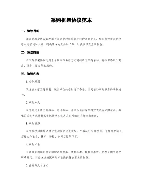 采购框架协议范本