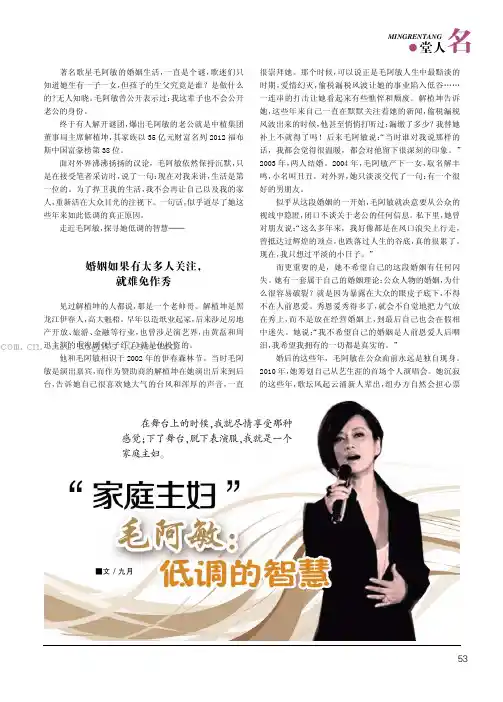 “家庭主妇”毛阿敏：低调的智慧