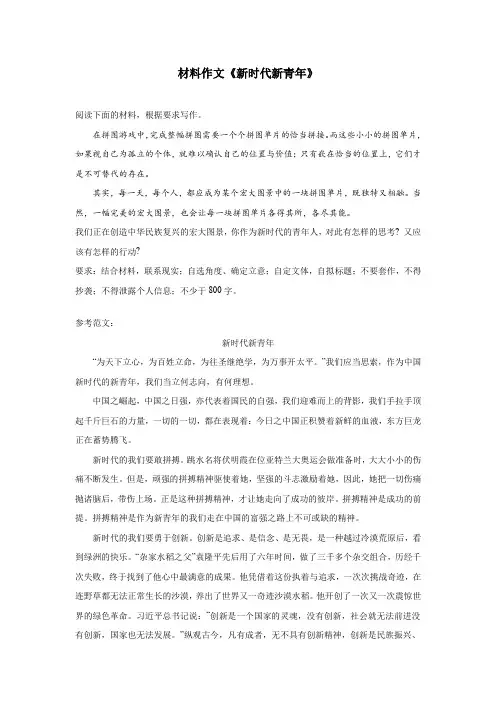 材料作文《新时代新青年》