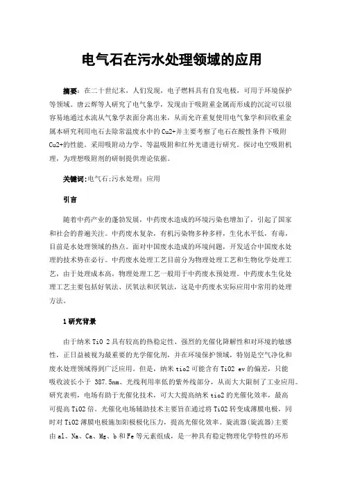 电气石在污水处理领域的应用
