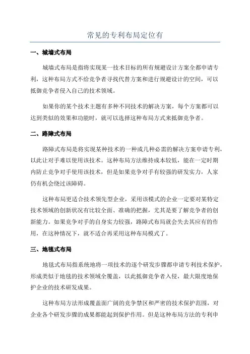 常见的专利布局定位有