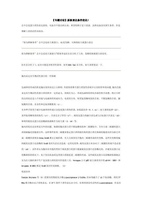 原核表达条件的优化