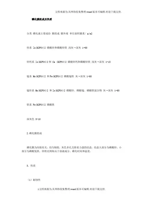 磷化膜组成与性质