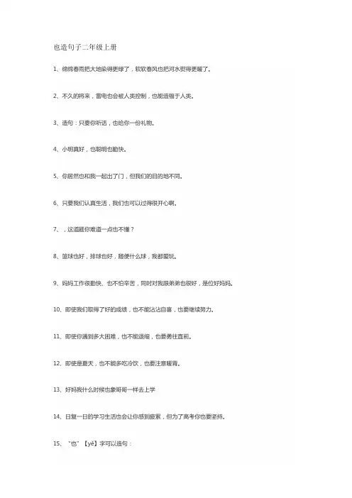 也造句子二年级上册