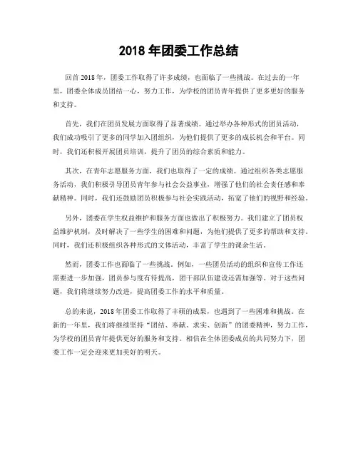 2018年团委工作总结