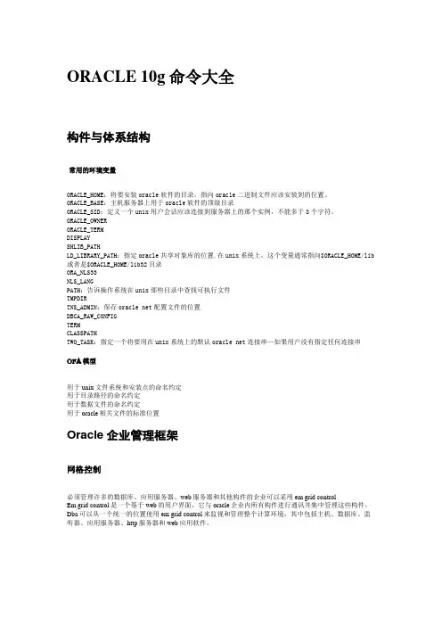 ORACLE10g 命令大全