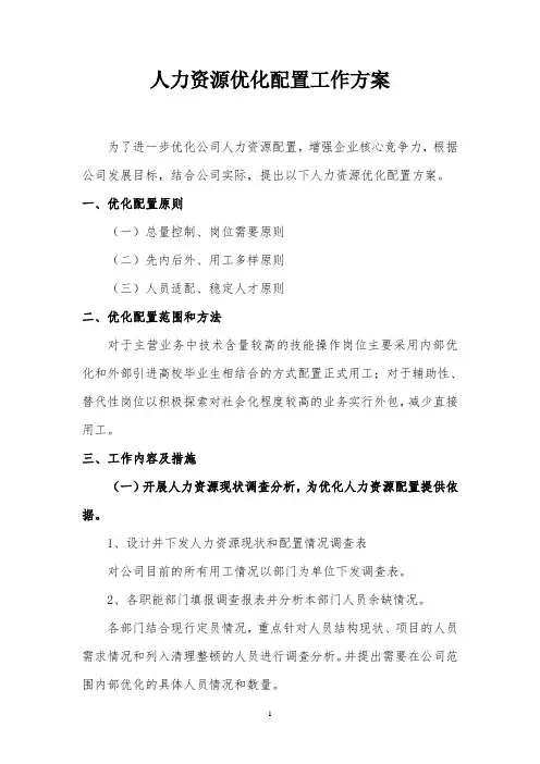 人力资源优化配置工作方案(最新)_20220402