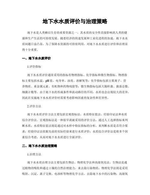 地下水水质评价与治理策略