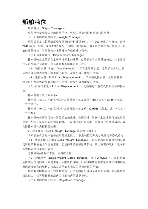 船舶吨位