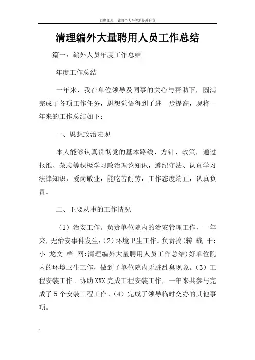 清理编外大量聘用人员工作总结