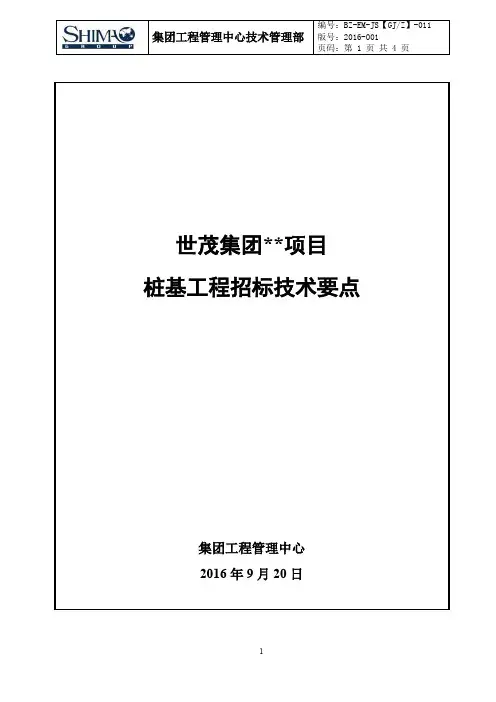 《世茂集团招标技术标-桩基技术要点》