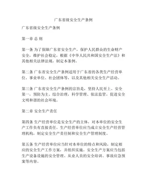 广东省级安全生产条例
