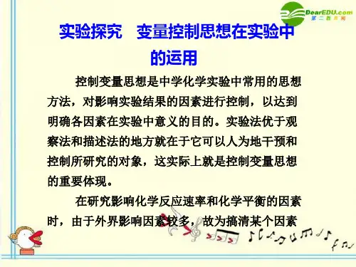 高考化学大一轮复习 专题7 实验探究：变量控制思想在实验中的运用课件 (苏教版 浙江专用)