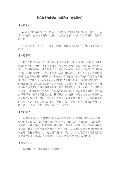 《这也是美》作文指导
