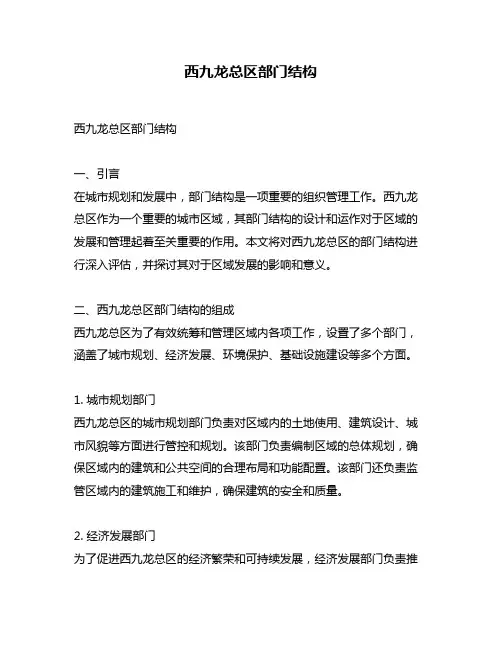 西九龙总区部门结构