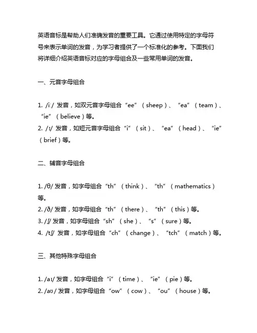 英语音标对应的字母组合及单词