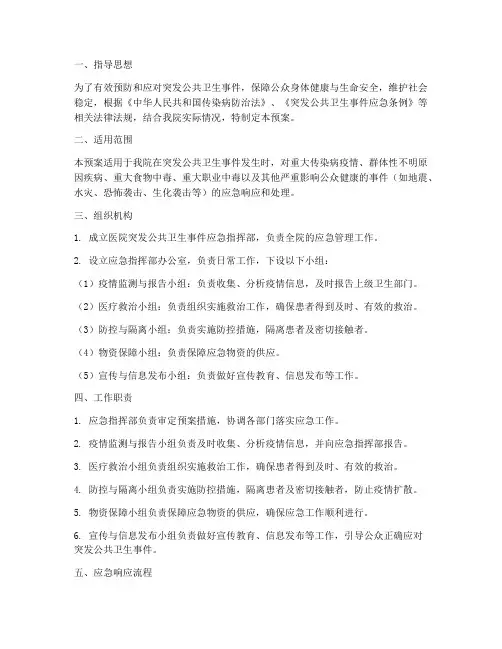 医院突发公共卫生事件应急预案
