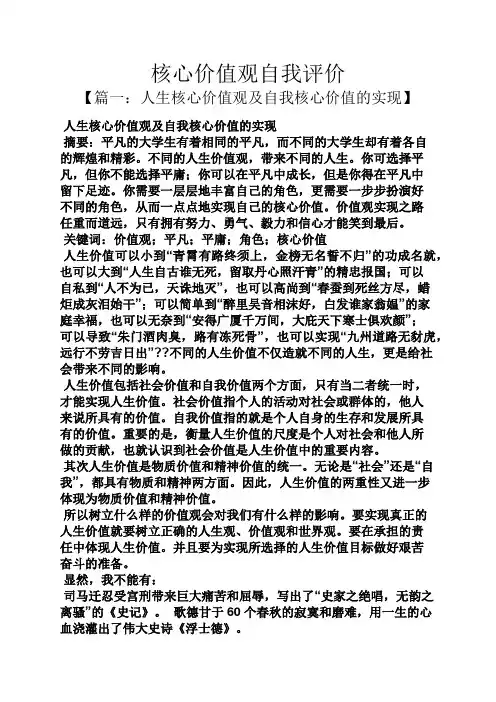 核心价值观自我评价