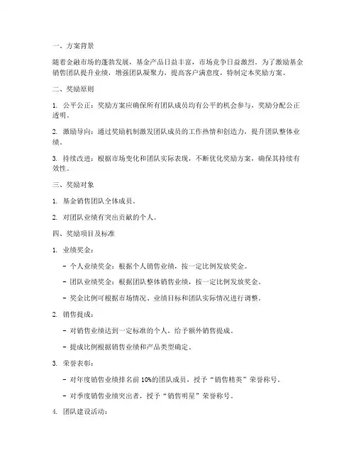 基金销售团队奖励方案