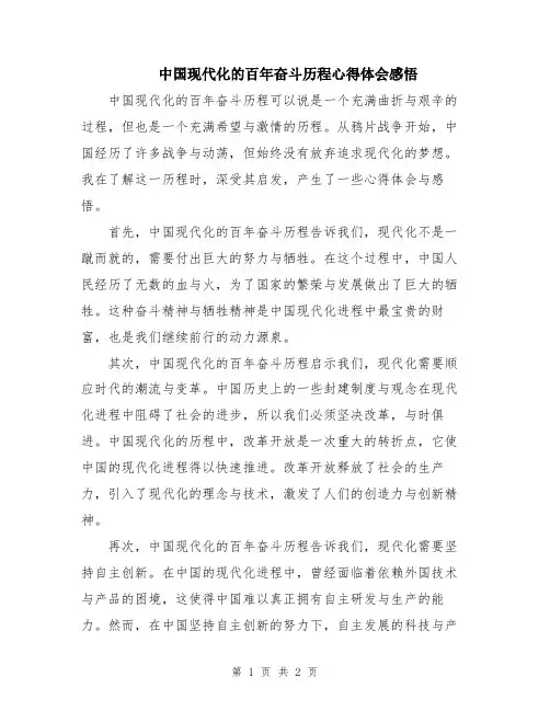中国现代化的百年奋斗历程心得体会感悟
