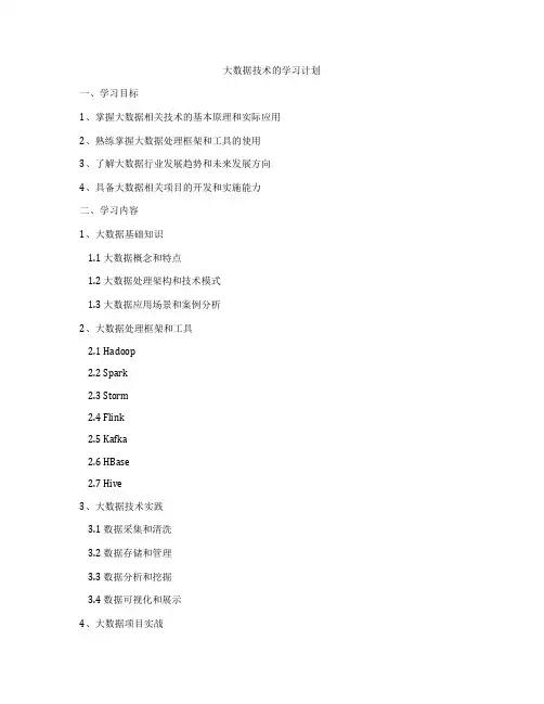 大数据技术的学习计划