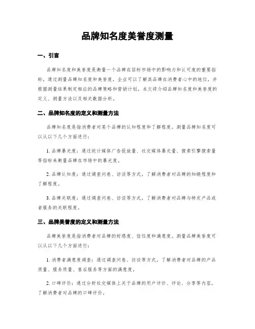 品牌知名度美誉度测量