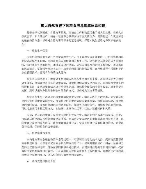 重大自然灾害下的粮食应急物流体系构建