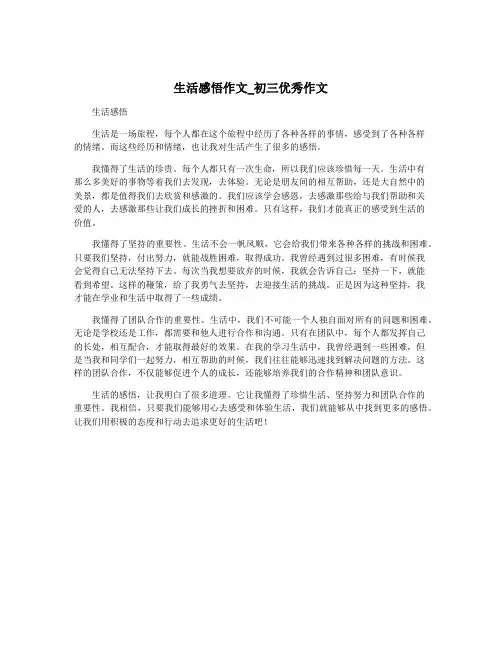 生活感悟作文_初三优秀作文