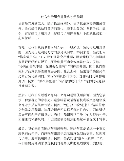 什么句子用升调什么句子降调