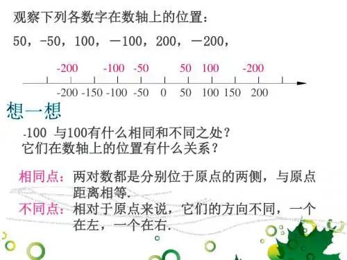 初中数学青岛版七年级上册高效课堂资料课件：2.3相反数与绝对值