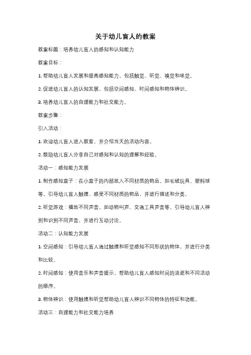 关于幼儿盲人的教案