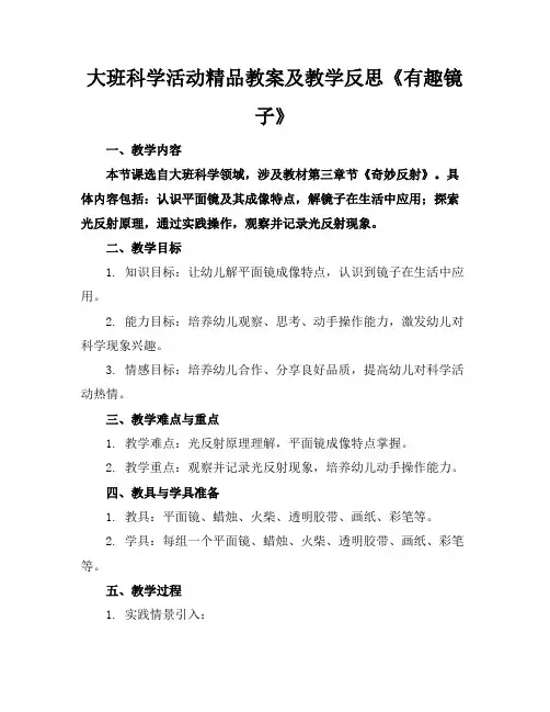大班科学活动精品教案及教学反思《有趣的镜子》