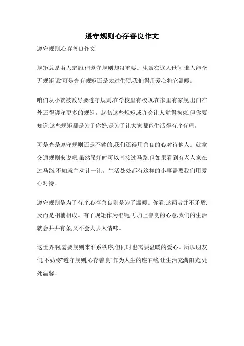 遵守规则心存善良作文