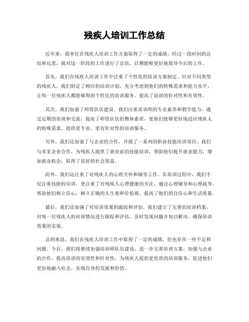 残疾人培训工作总结