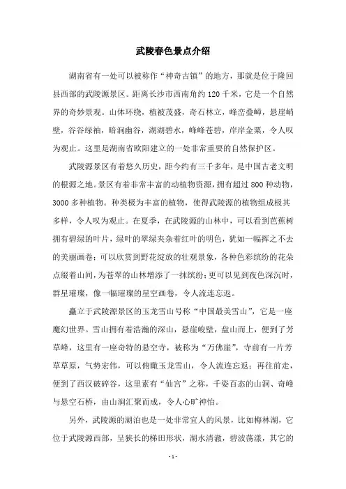 武陵春色景点介绍