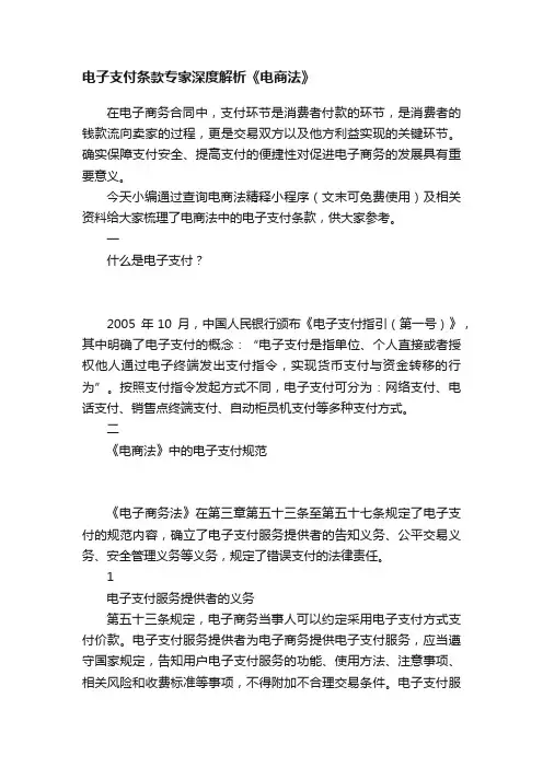 电子支付条款专家深度解析《电商法》