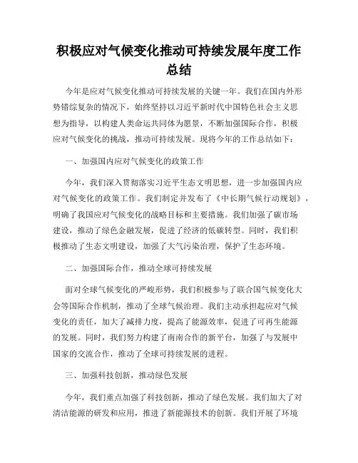 积极应对气候变化推动可持续发展年度工作总结