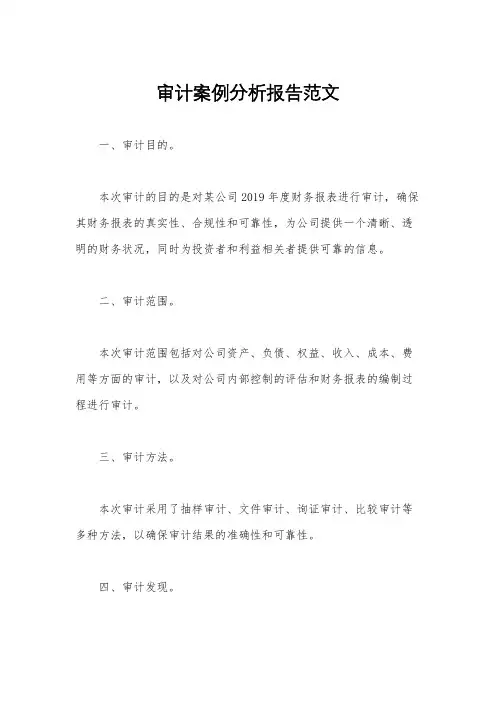 审计案例分析报告范文