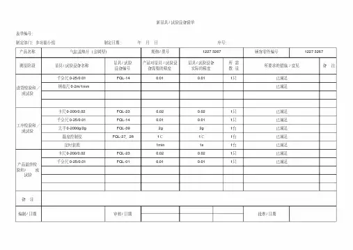 APQP完整文件(有设计过程)