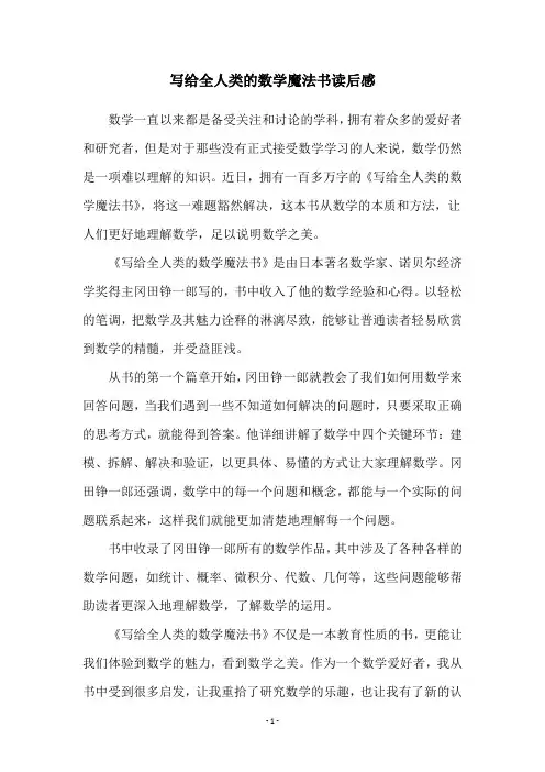 写给全人类的数学魔法书读后感