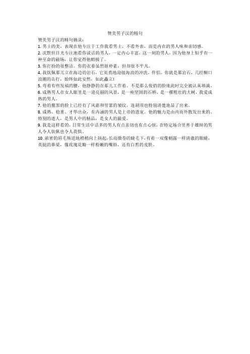 赞美男子汉的精句
