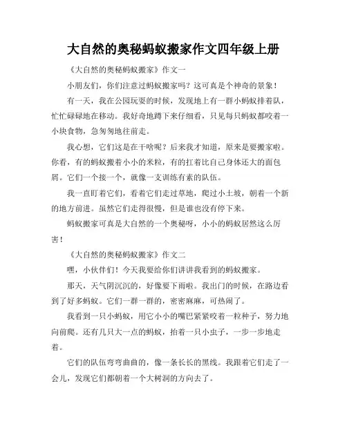 大自然的奥秘蚂蚁搬家作文四年级上册