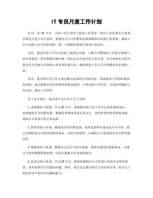 IT专员月度工作计划