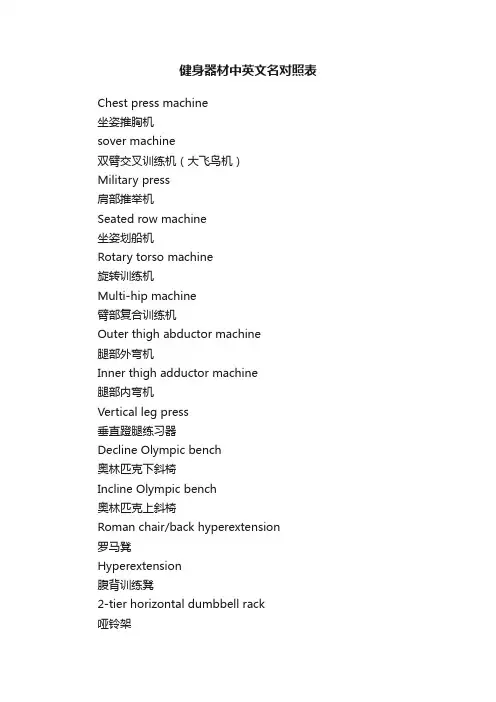 健身器材中英文名对照表